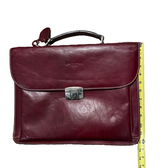 Gianfranco Novi Firenze Burgundy/Red Brown Leather Briefcase Made In Italy As Is - Picture 11 of 16